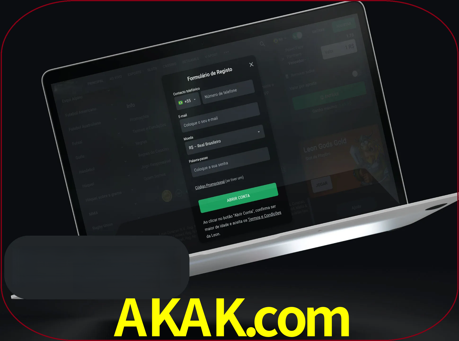 Abra o site da LeonBet e crie sua própria conta.