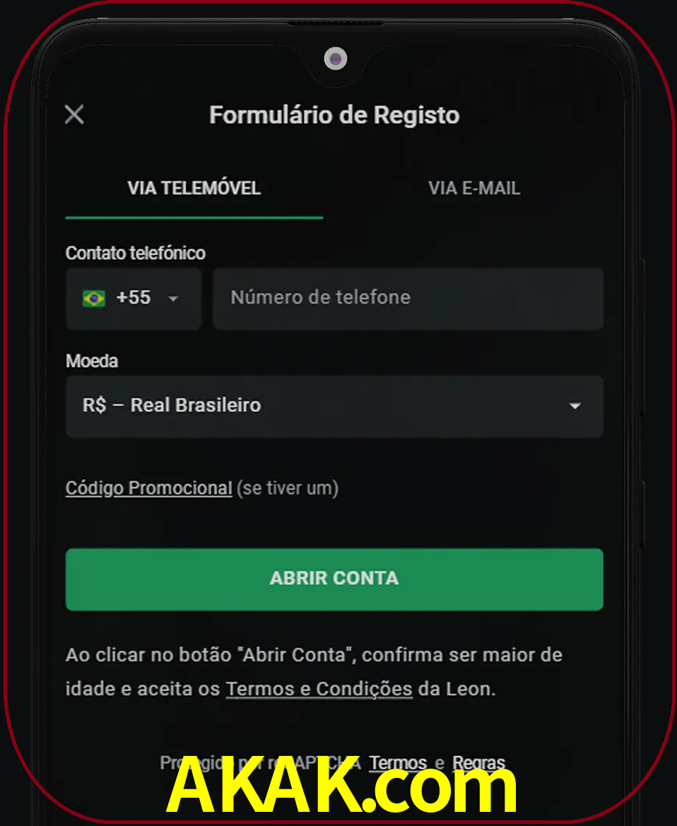 Abra o aplicativo e inicie o processo de registro.