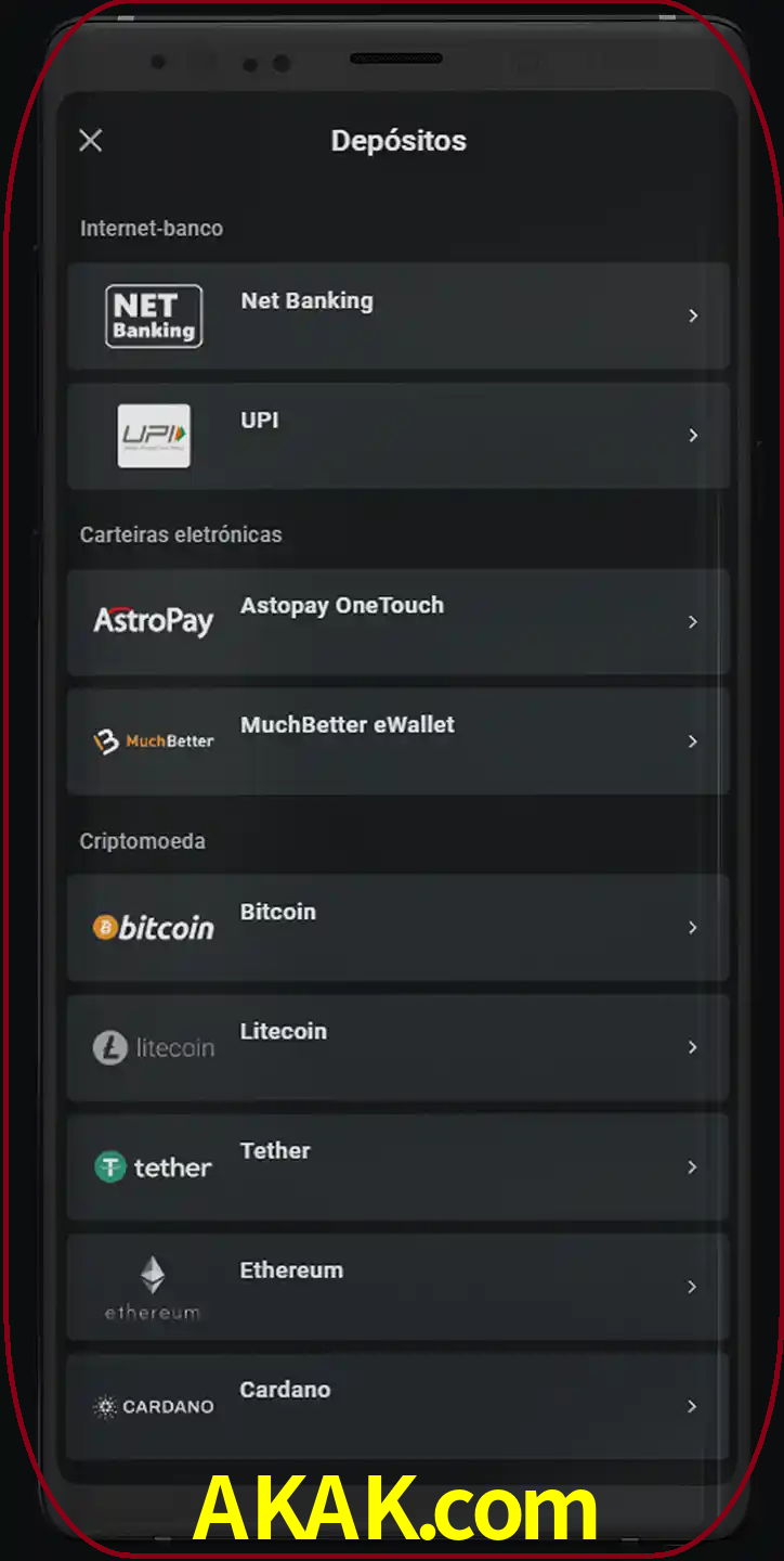 Você pode usar métodos alternativos de depósito.